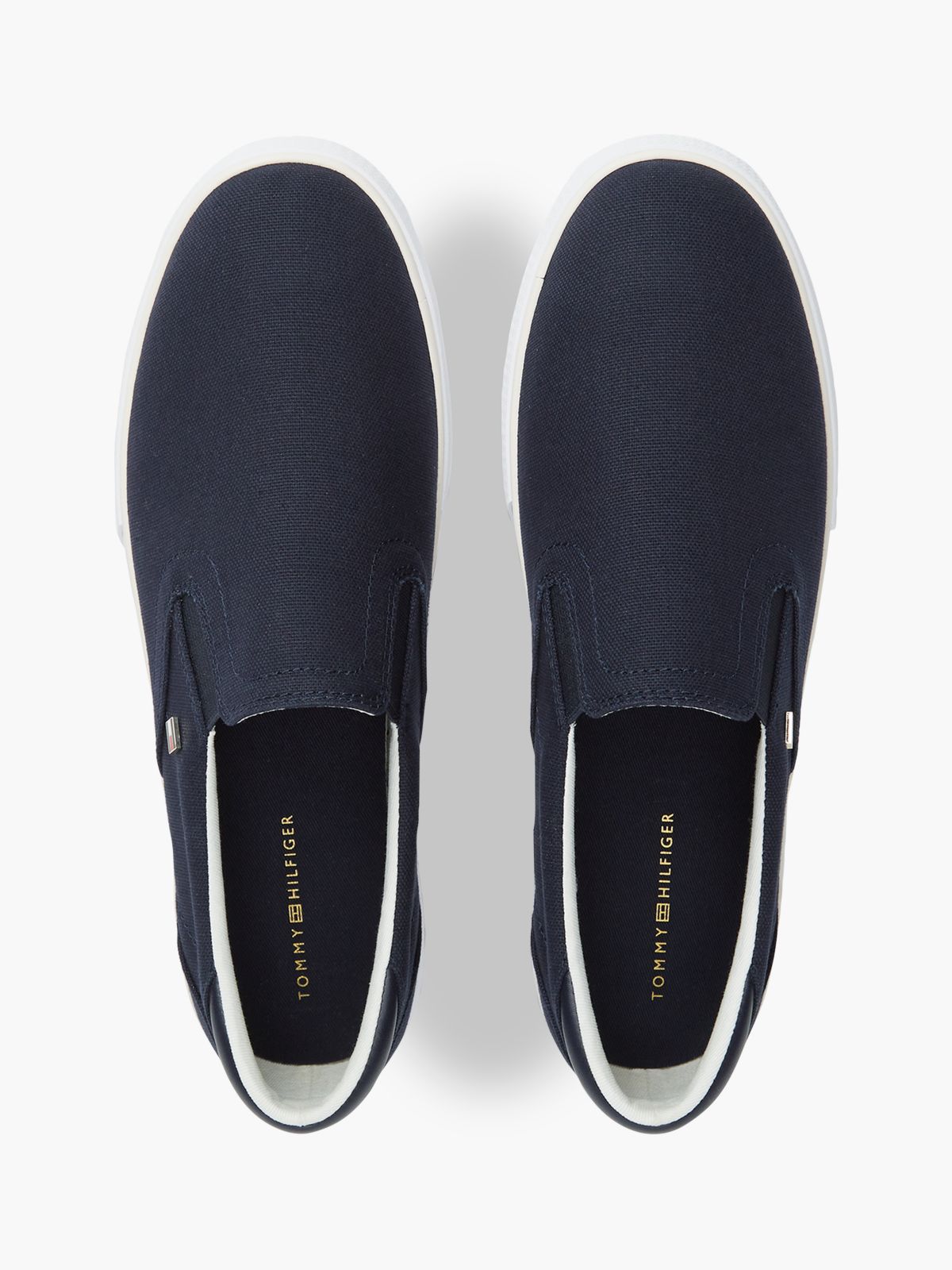 Low Profile Canvas Slip-On Trainers — Blue
