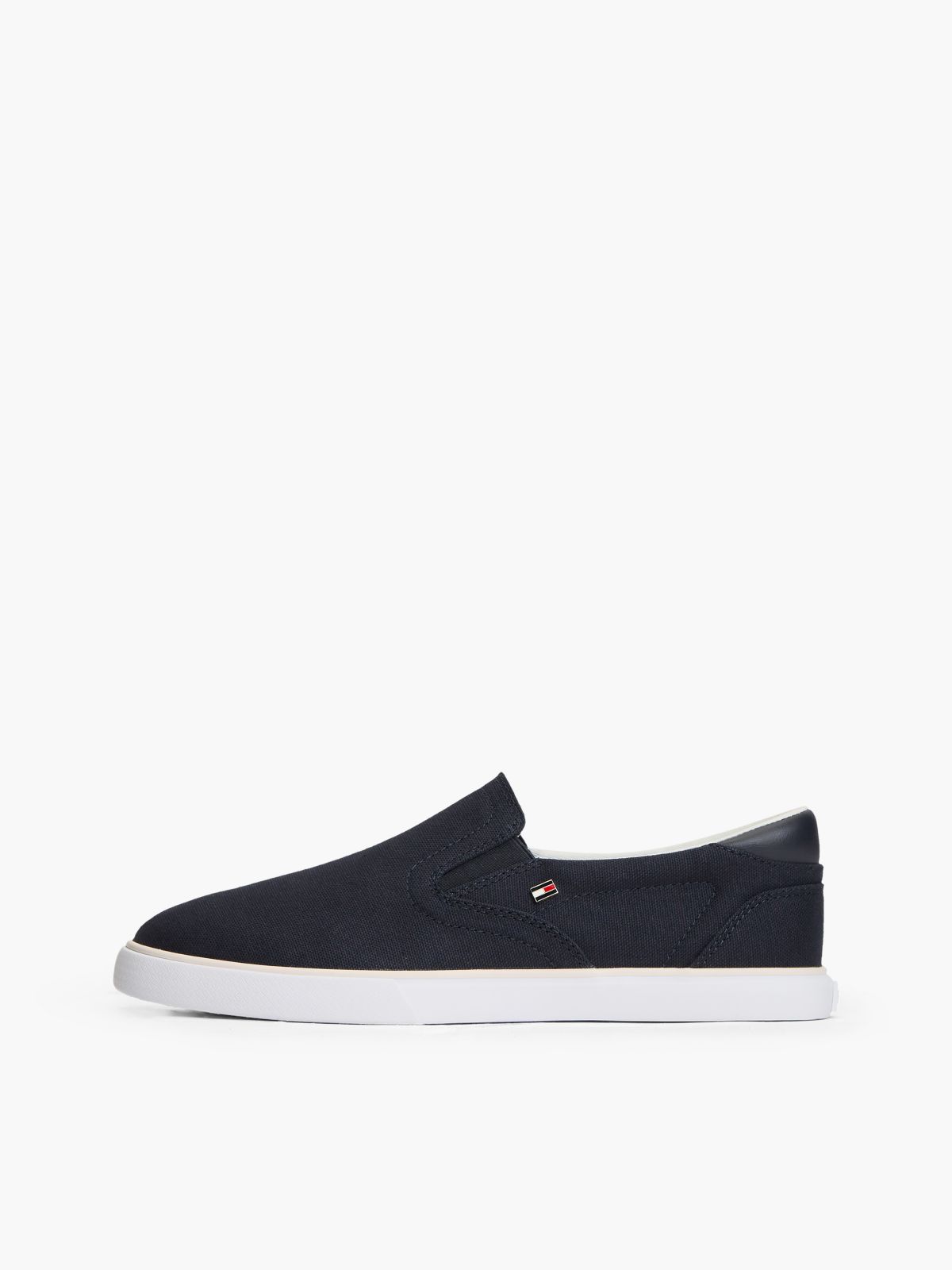Low Profile Canvas Slip-On Trainers — Blue