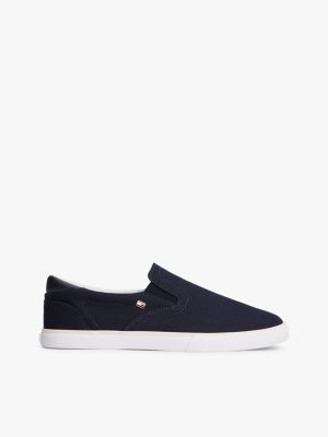 blue niedrig geschnittener slipper-sneaker aus canvas für damen - tommy hilfiger
