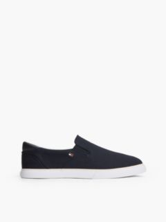 Low Profile Canvas Slip-On Trainers — Blue 1