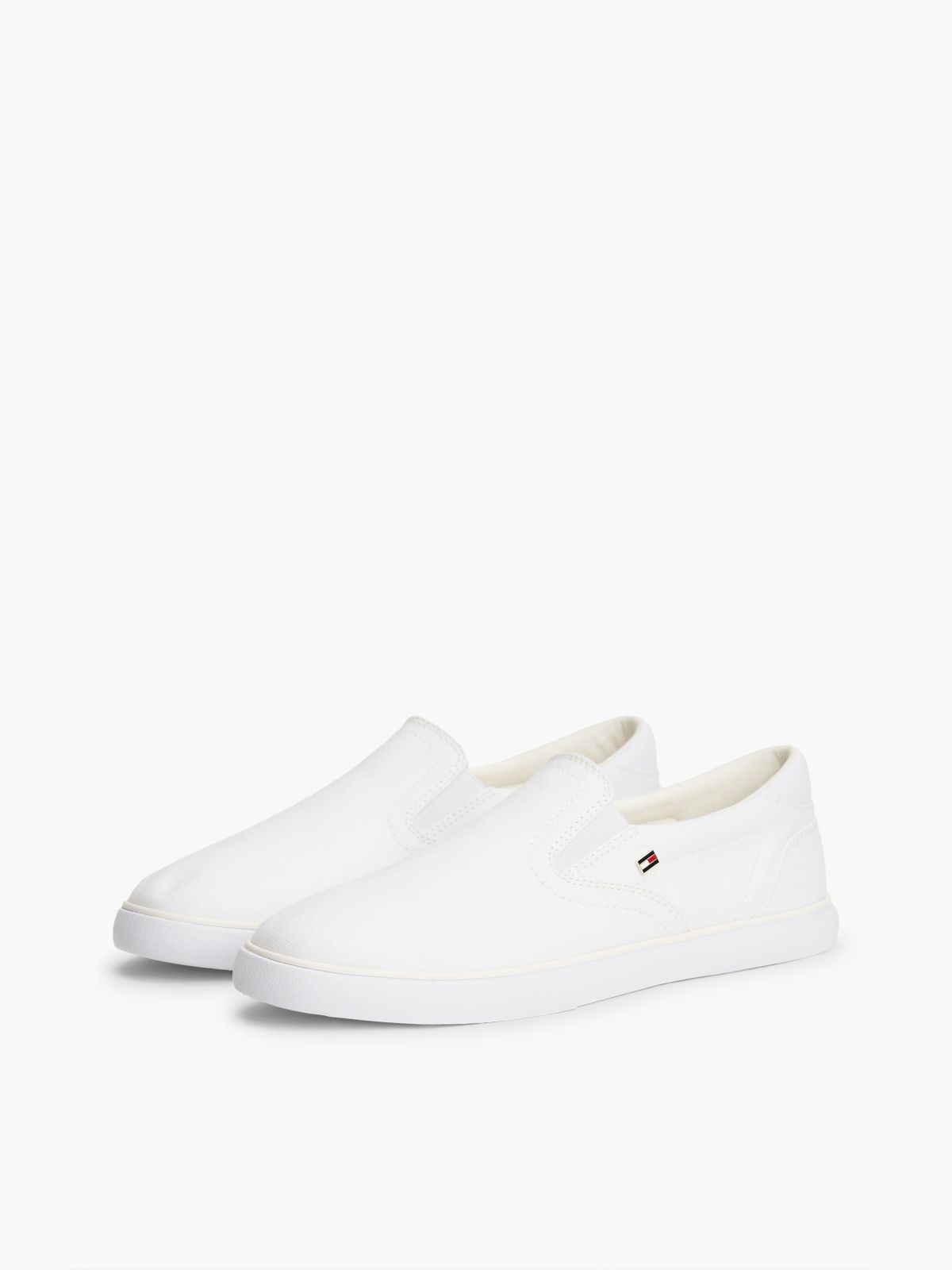 Low Profile Canvas Slip-On Trainers — White