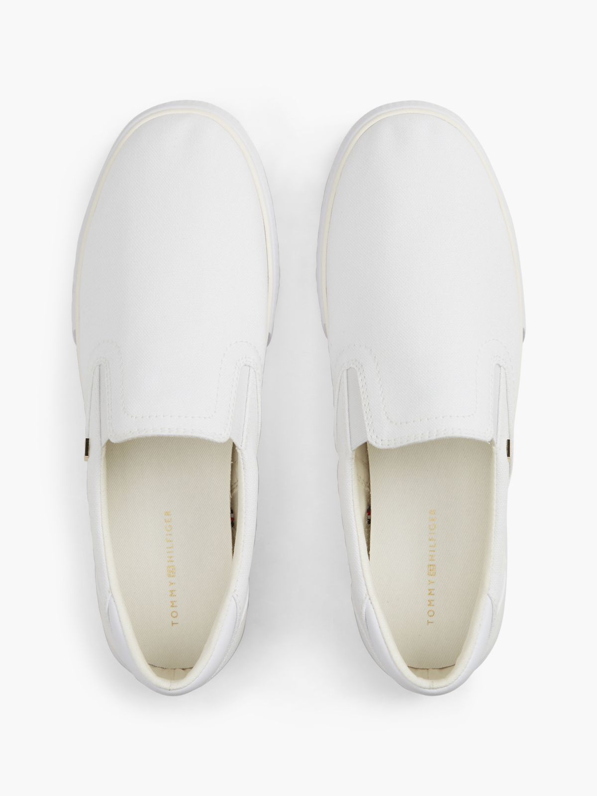 Low Profile Canvas Slip-On Trainers — White