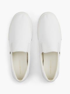 Low Profile Canvas Slip-On Trainers — White 3