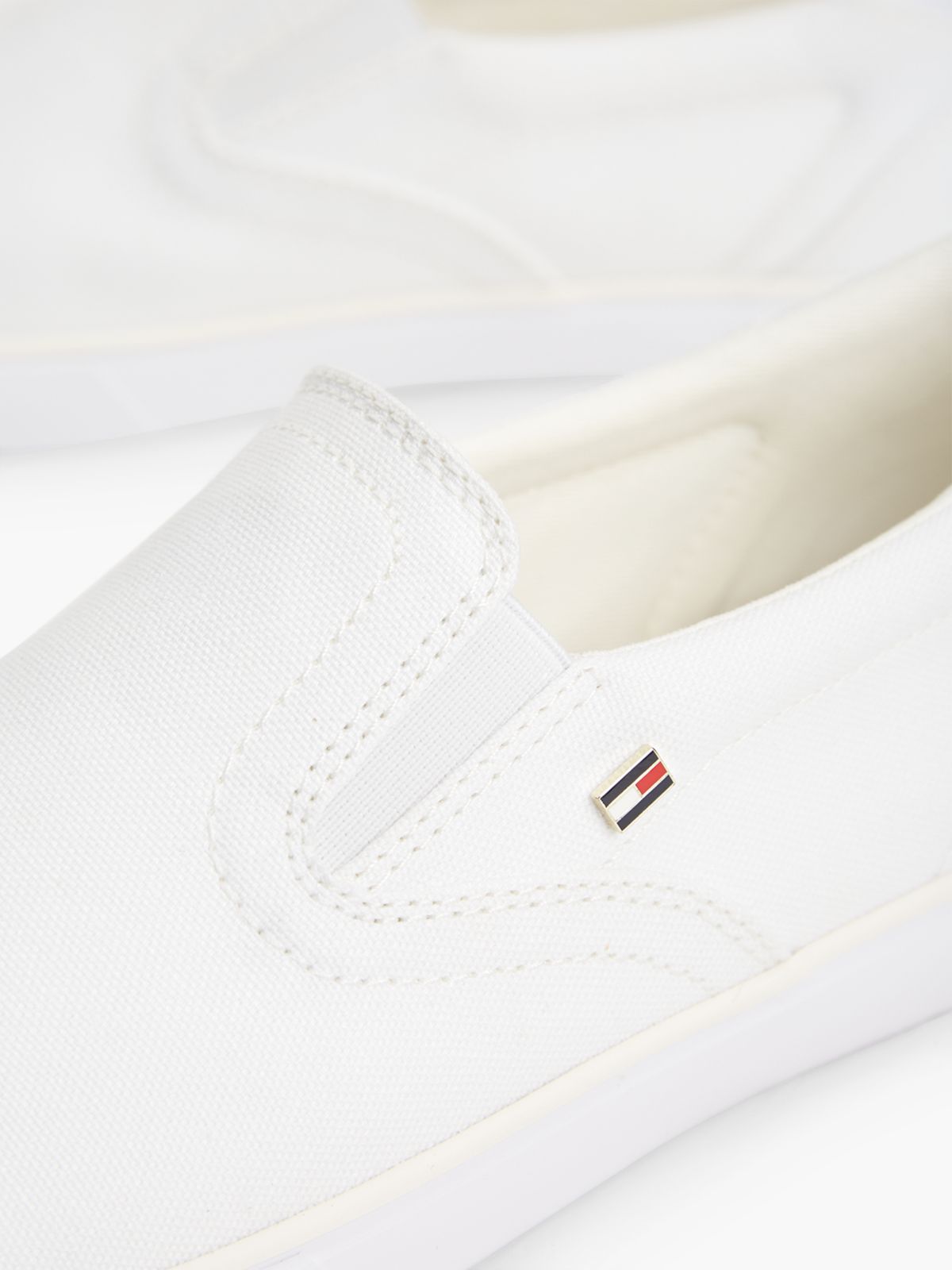 Low Profile Canvas Slip-On Trainers — White