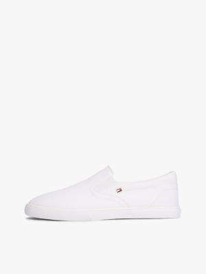 weiß niedrig geschnittener slipper-sneaker aus canvas für damen - tommy hilfiger