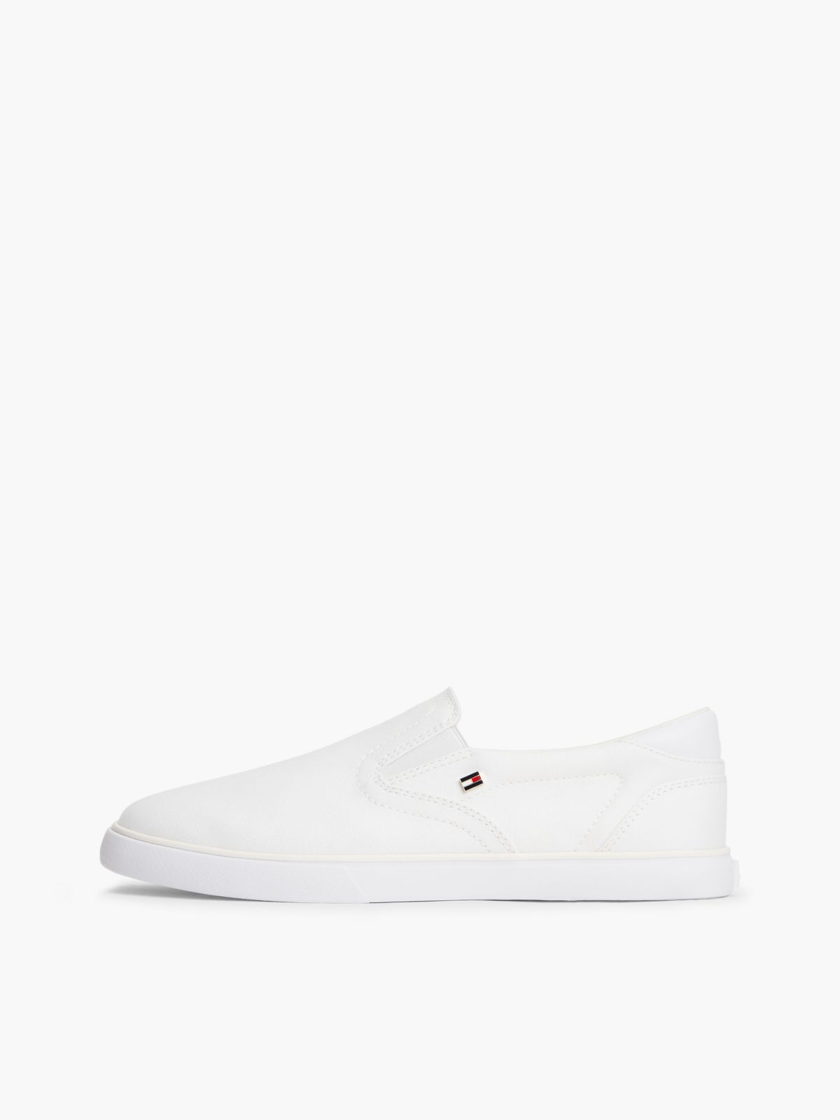 Low Profile Canvas Slip-On Trainers — White