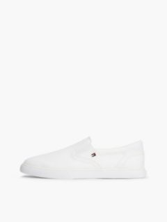 Low Profile Canvas Slip-On Trainers — White 7