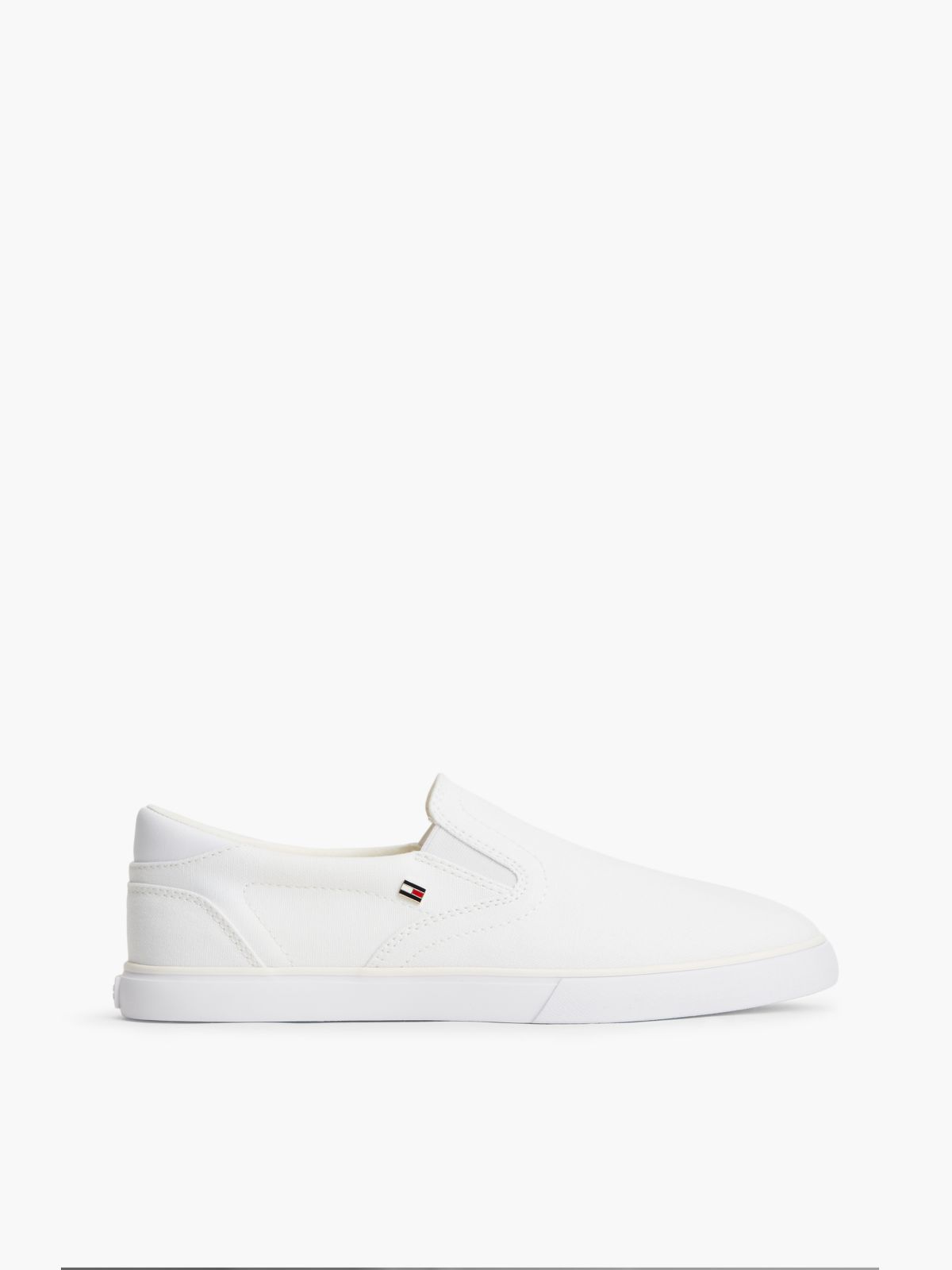Low Profile Canvas Slip-On Trainers — White
