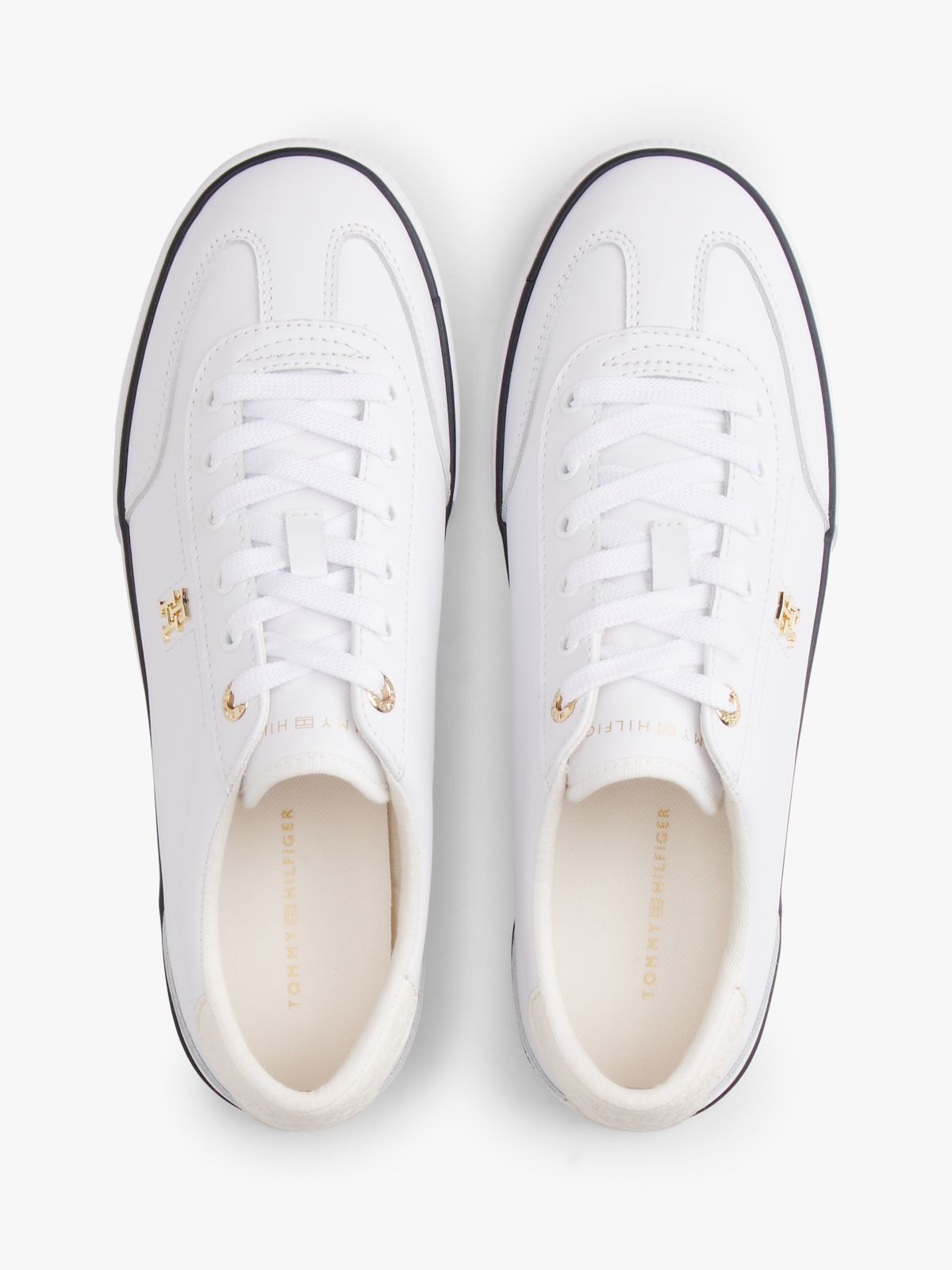 Leather TH Monogram Lace-Up Trainers — White