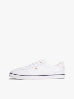 Leather TH Monogram Lace-Up Trainers — White 7