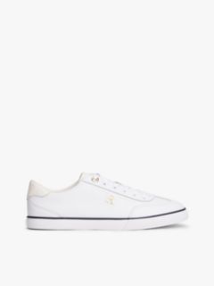 Leather TH Monogram Lace-Up Trainers — White 1