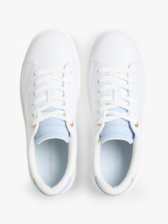 Leather Metallic Logo Cupsole Trainers — Beige 3