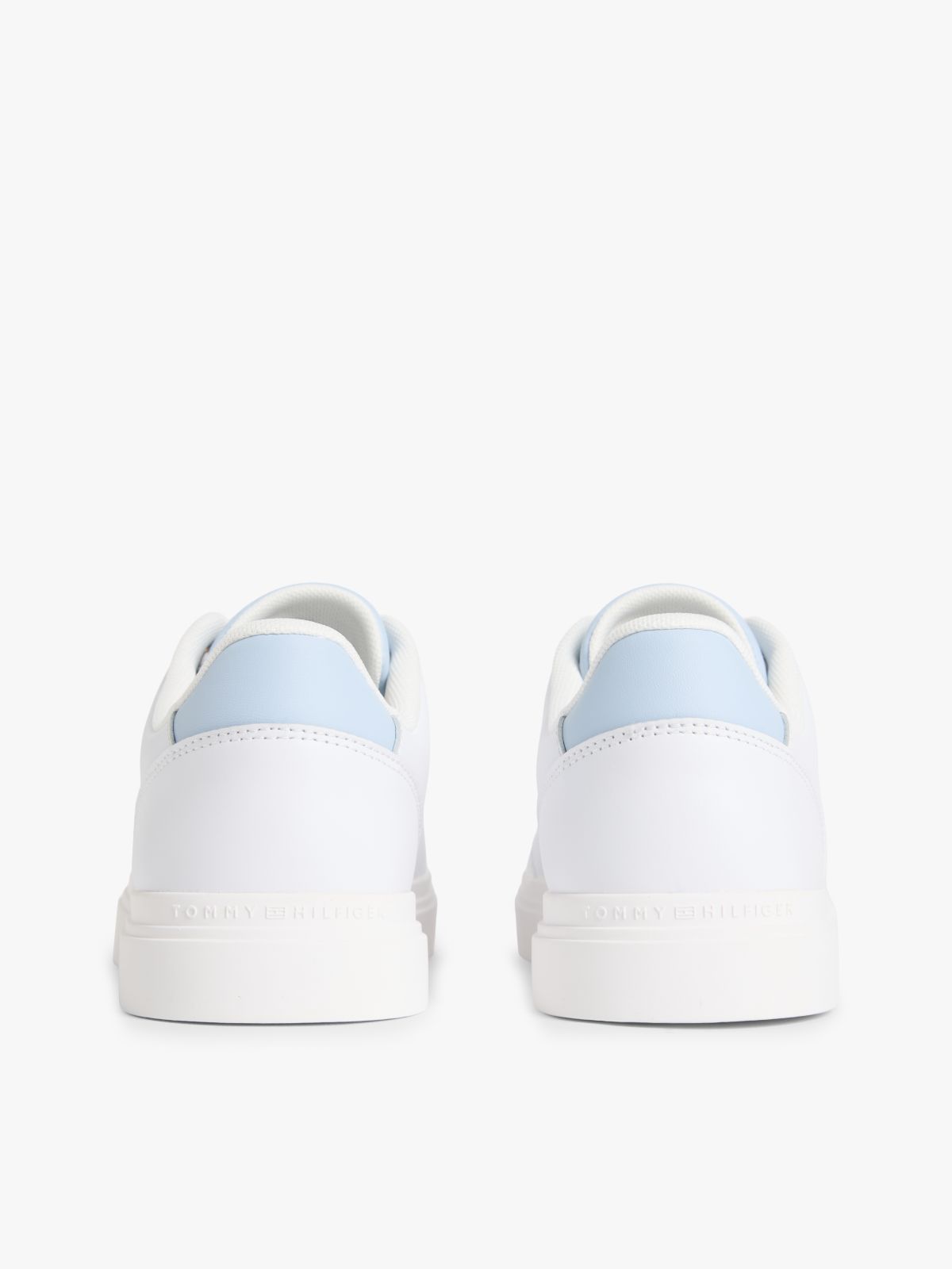 Leather Metallic Logo Cupsole Trainers — Beige