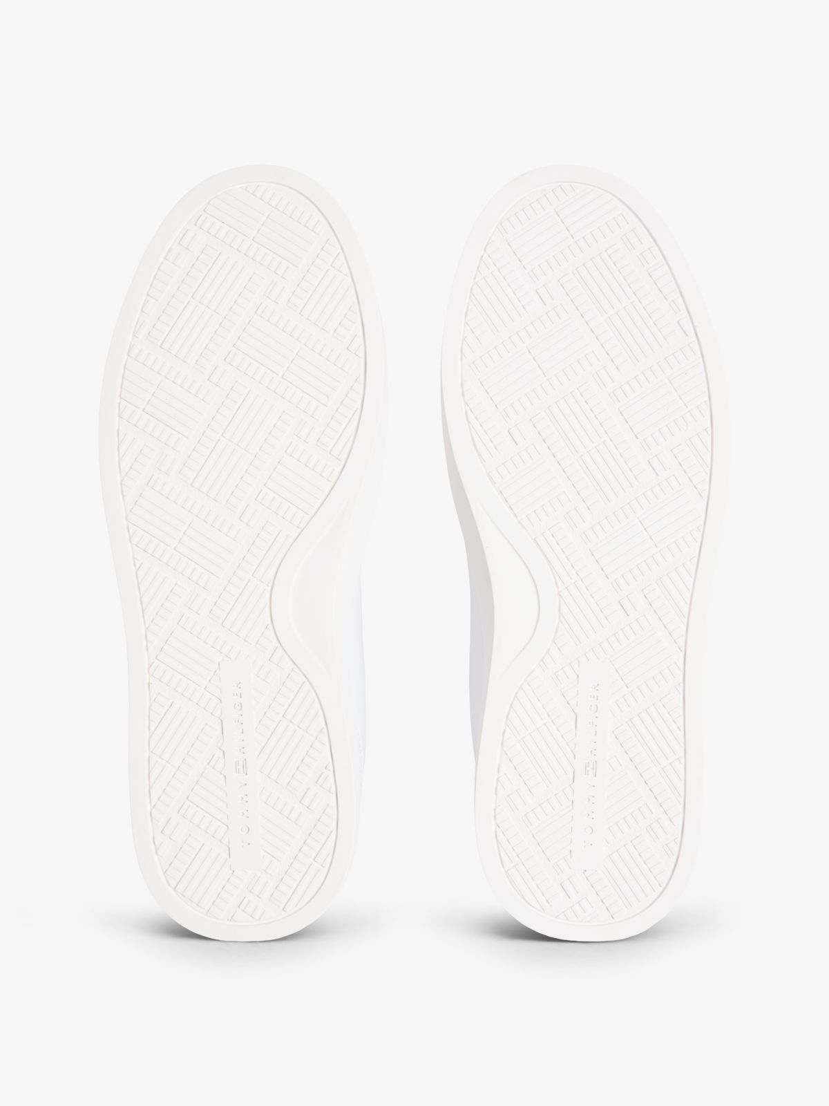 Leather Metallic Logo Cupsole Trainers — Beige