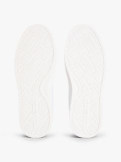 Leather Metallic Logo Cupsole Trainers — Beige 5