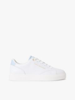 Leather Metallic Logo Cupsole Trainers — Beige 1