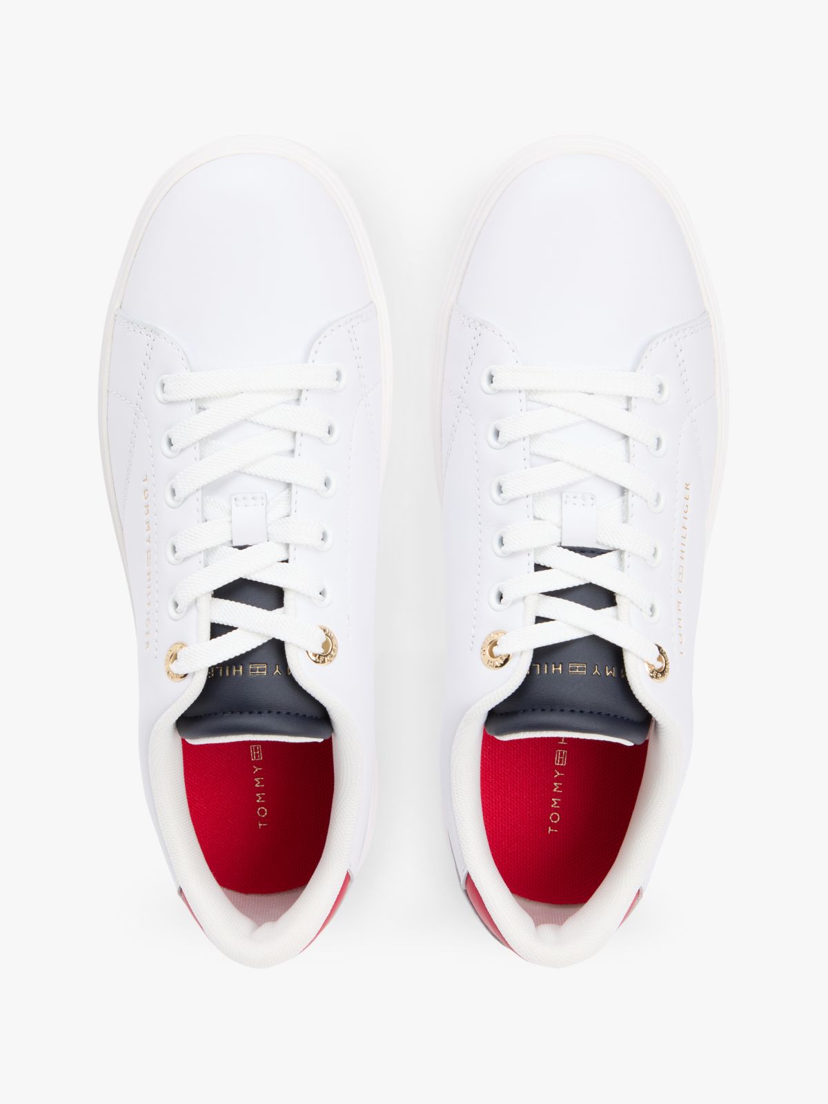 Leather Metallic Logo Cupsole Trainers — Blue