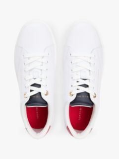 Leather Metallic Logo Cupsole Trainers — Blue 3