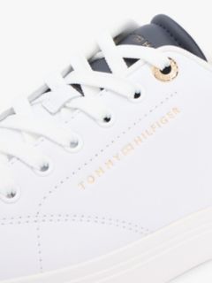 Leather Metallic Logo Cupsole Trainers — Blue 6