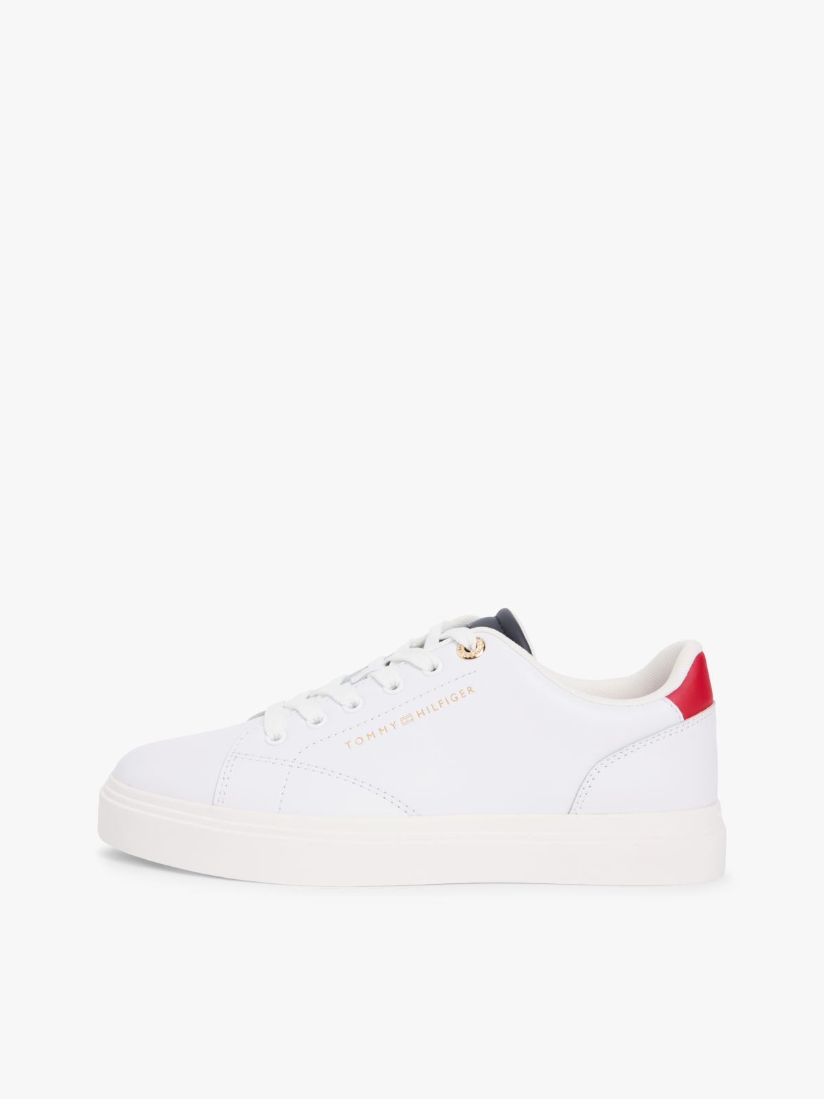 Leather Metallic Logo Cupsole Trainers — Blue