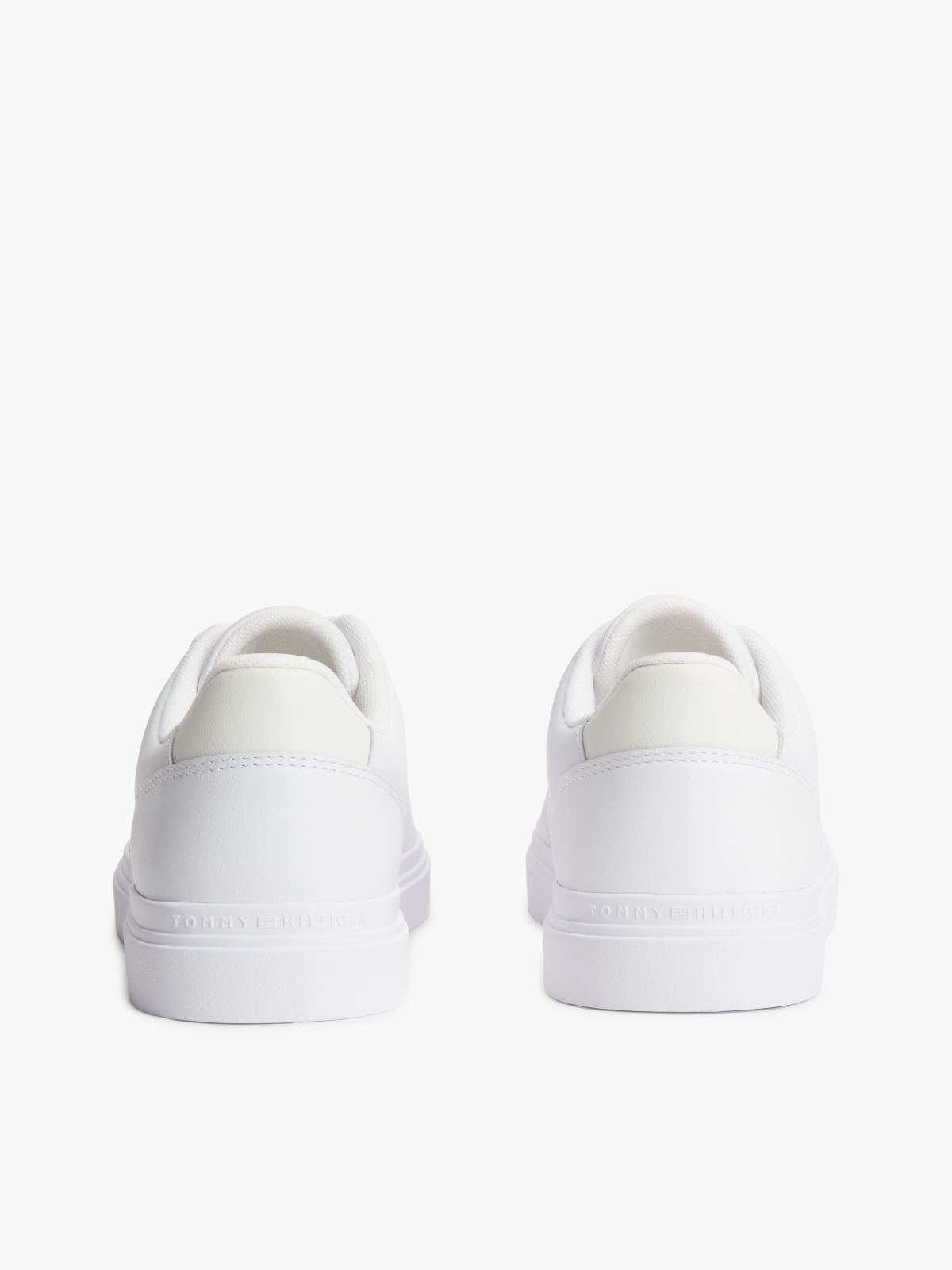 Leather Metallic Logo Cupsole Trainers — White