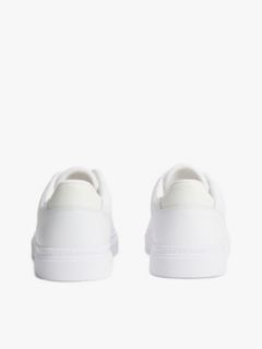 Leather Metallic Logo Cupsole Trainers — White 4