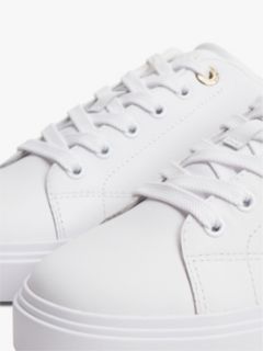 Leather Metallic Logo Cupsole Trainers — White 6