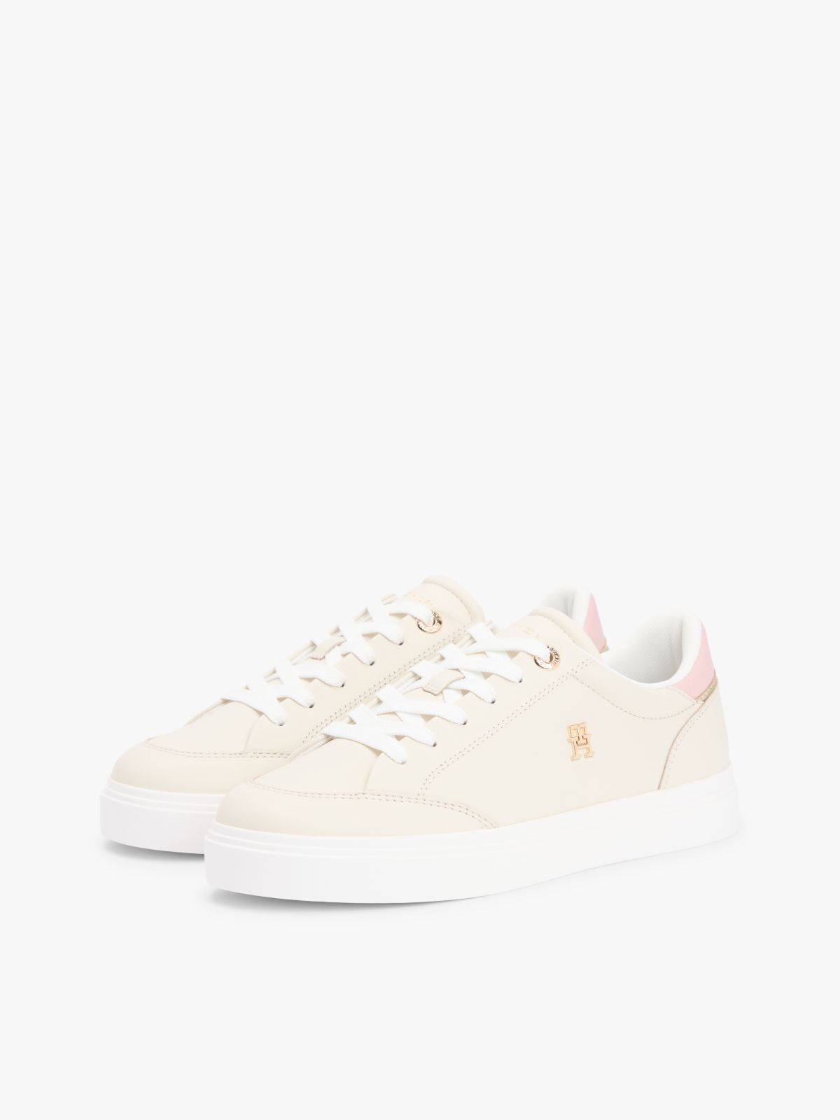 Leather TH Monogram Cupsole Trainers — Beige