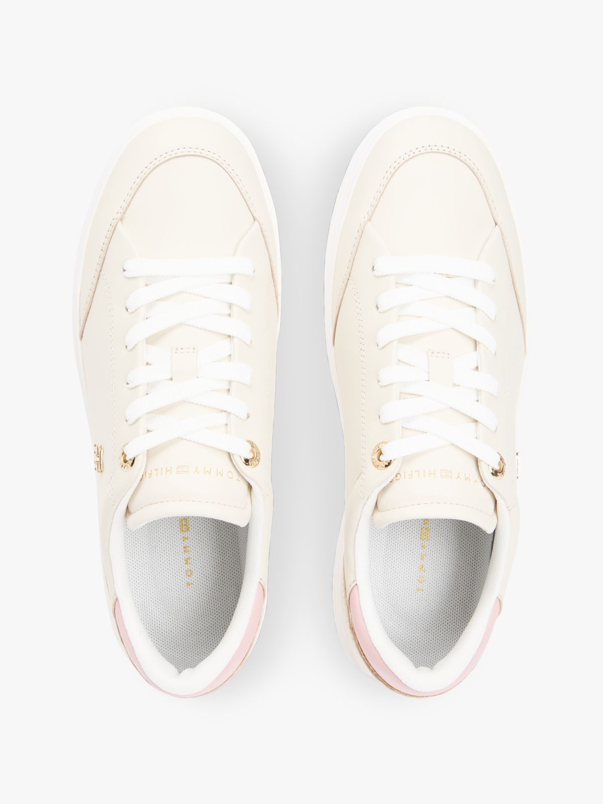 Leather TH Monogram Cupsole Trainers — Beige