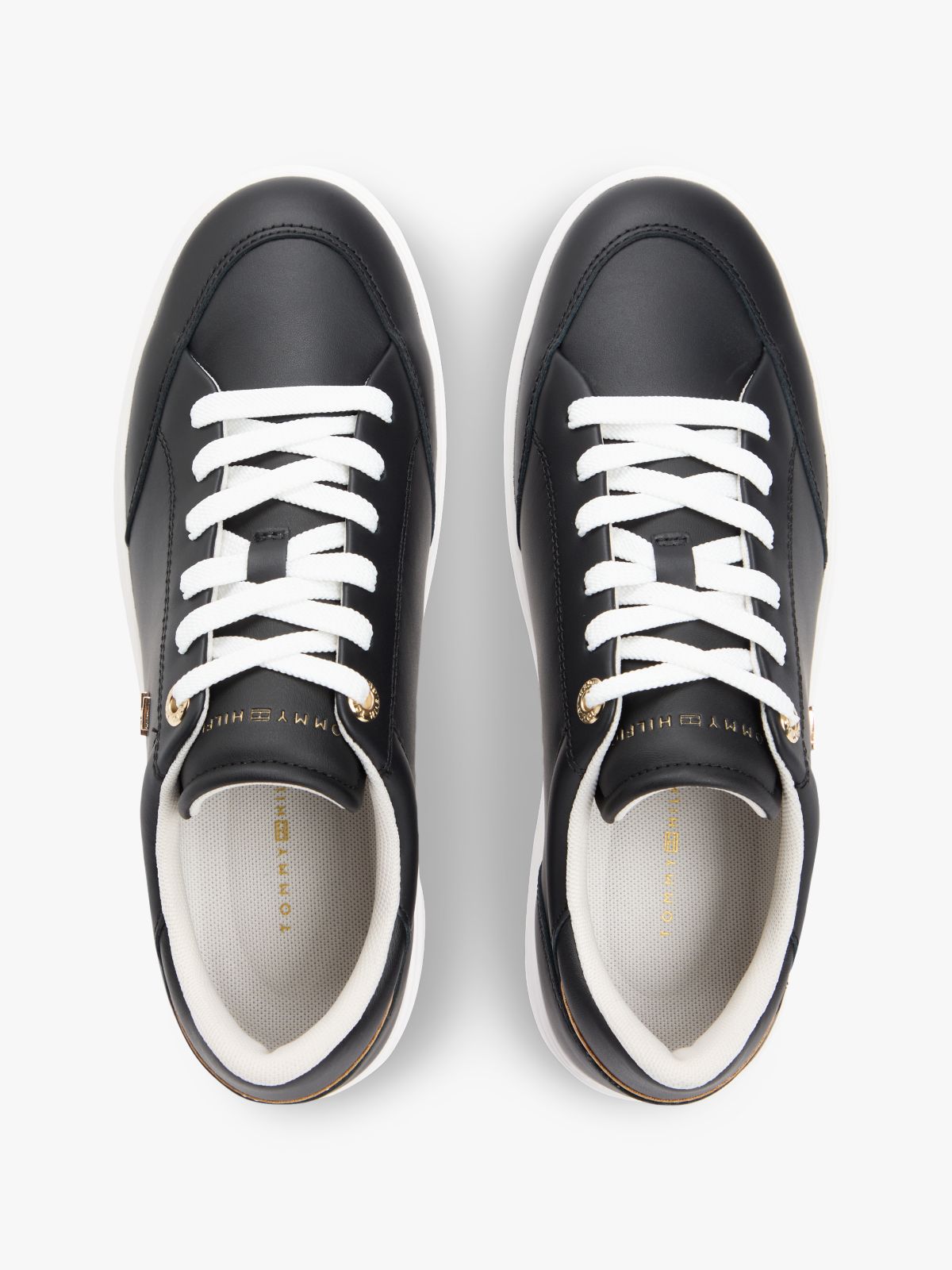 Leather TH Monogram Cupsole Trainers — Black