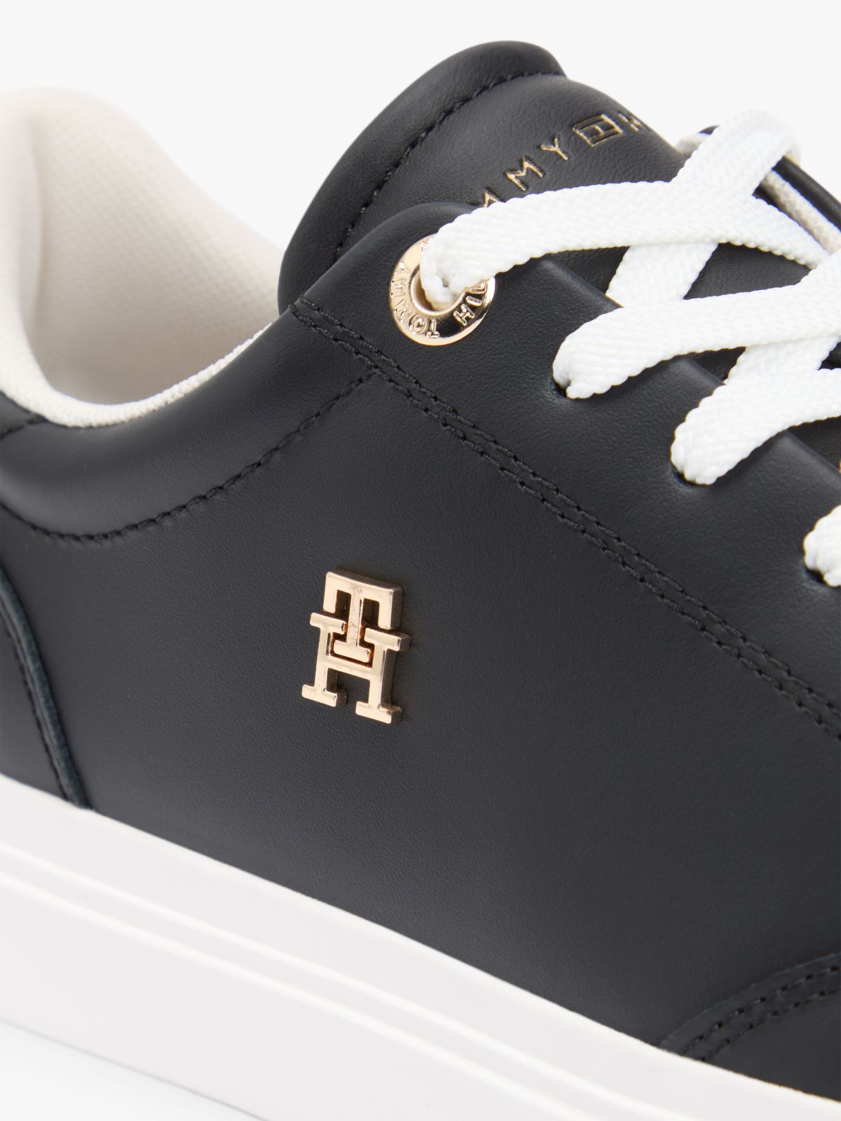 Leather TH Monogram Cupsole Trainers — Black
