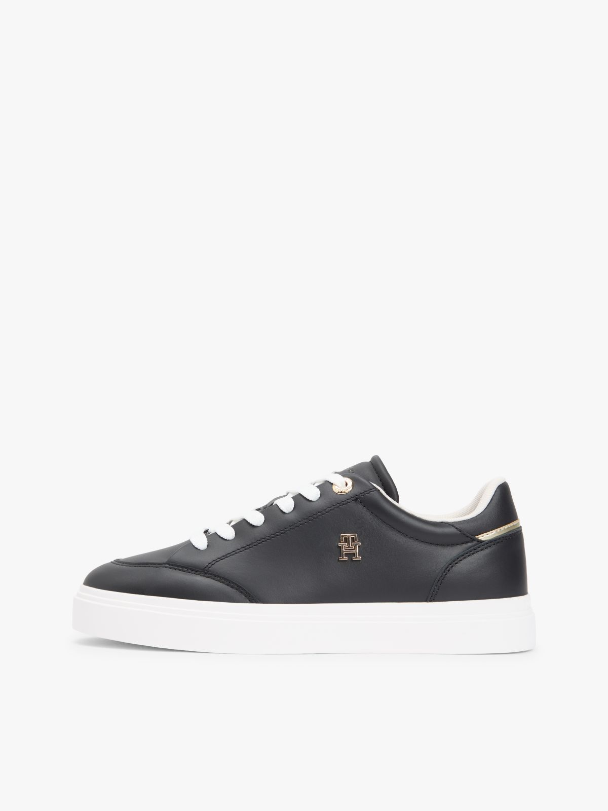 Leather TH Monogram Cupsole Trainers — Black