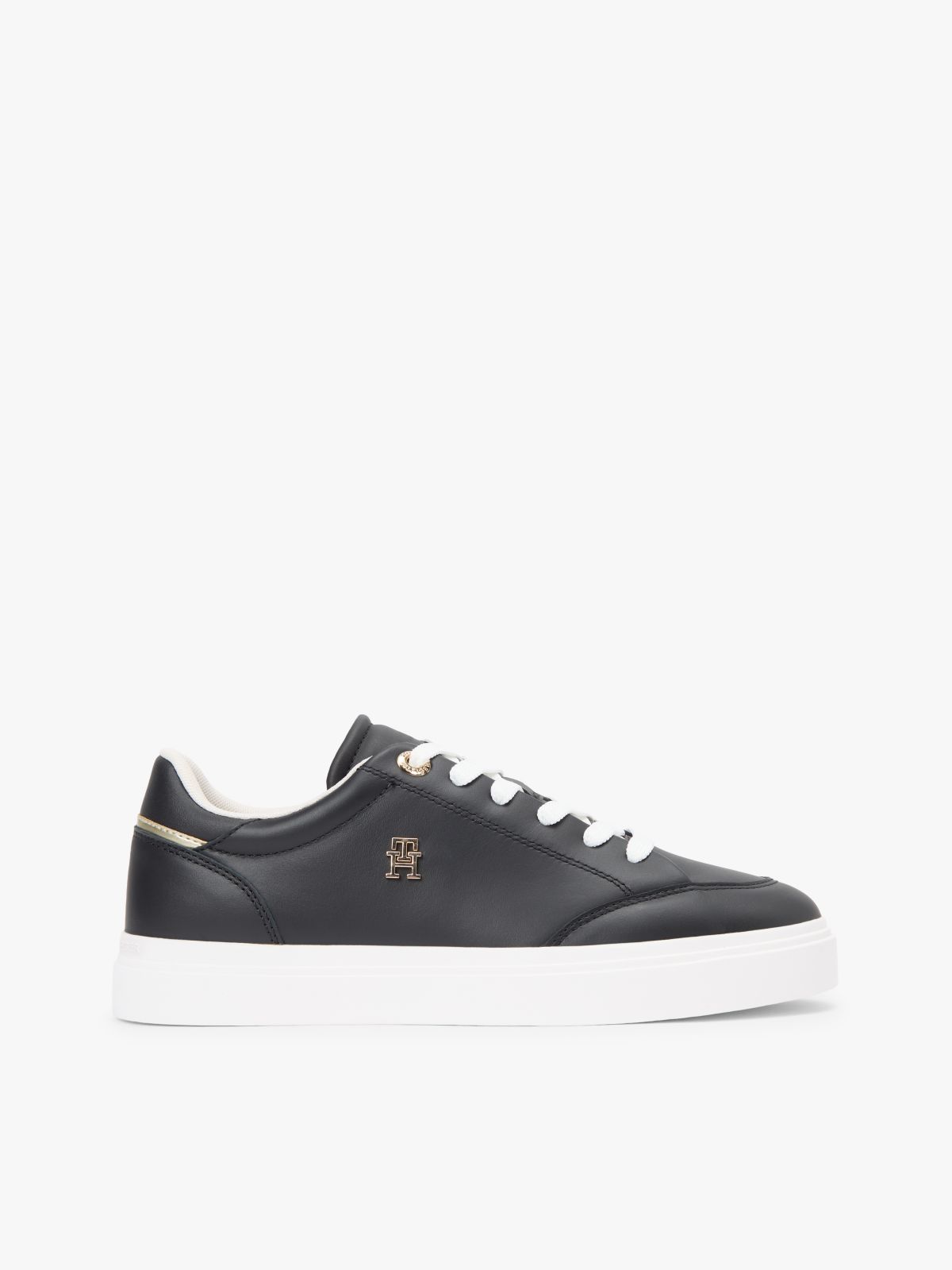 Leather TH Monogram Cupsole Trainers — Black