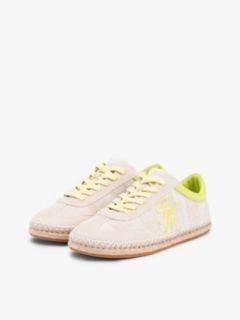 Woven Logo Embroidery Rope Trainers — Beige 2