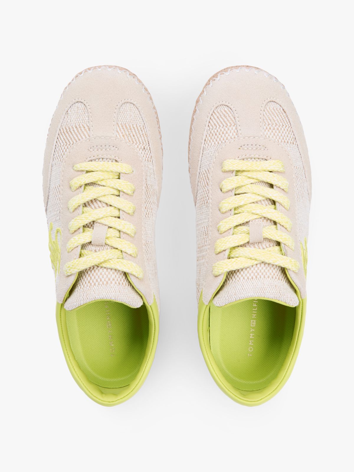 Woven Logo Embroidery Rope Trainers — Beige