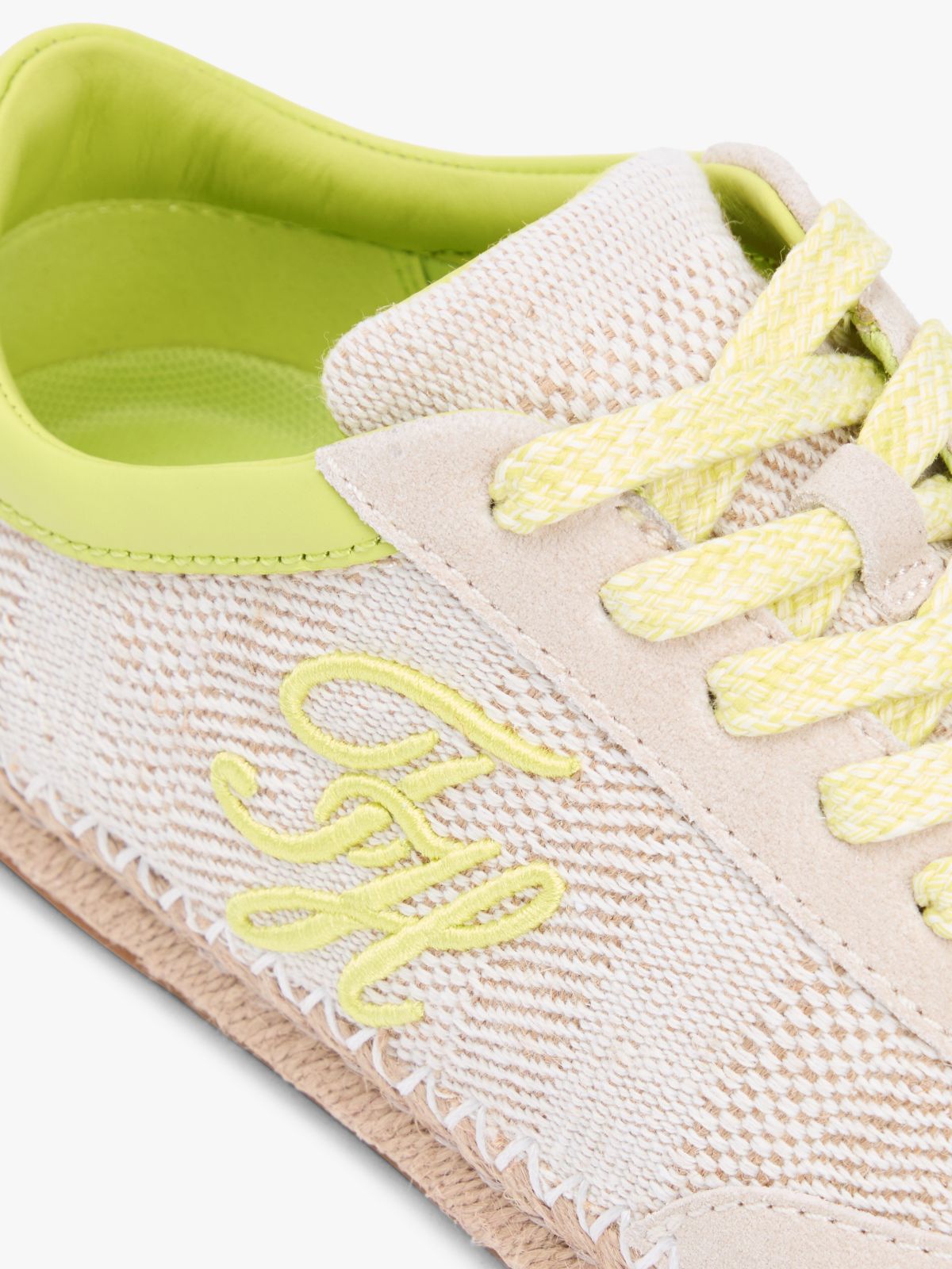 Woven Logo Embroidery Rope Trainers — Beige