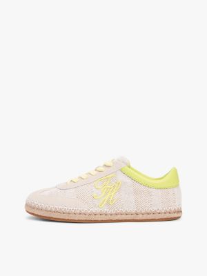 beige gewebter sneaker mit logo-stickerei für damen - tommy hilfiger