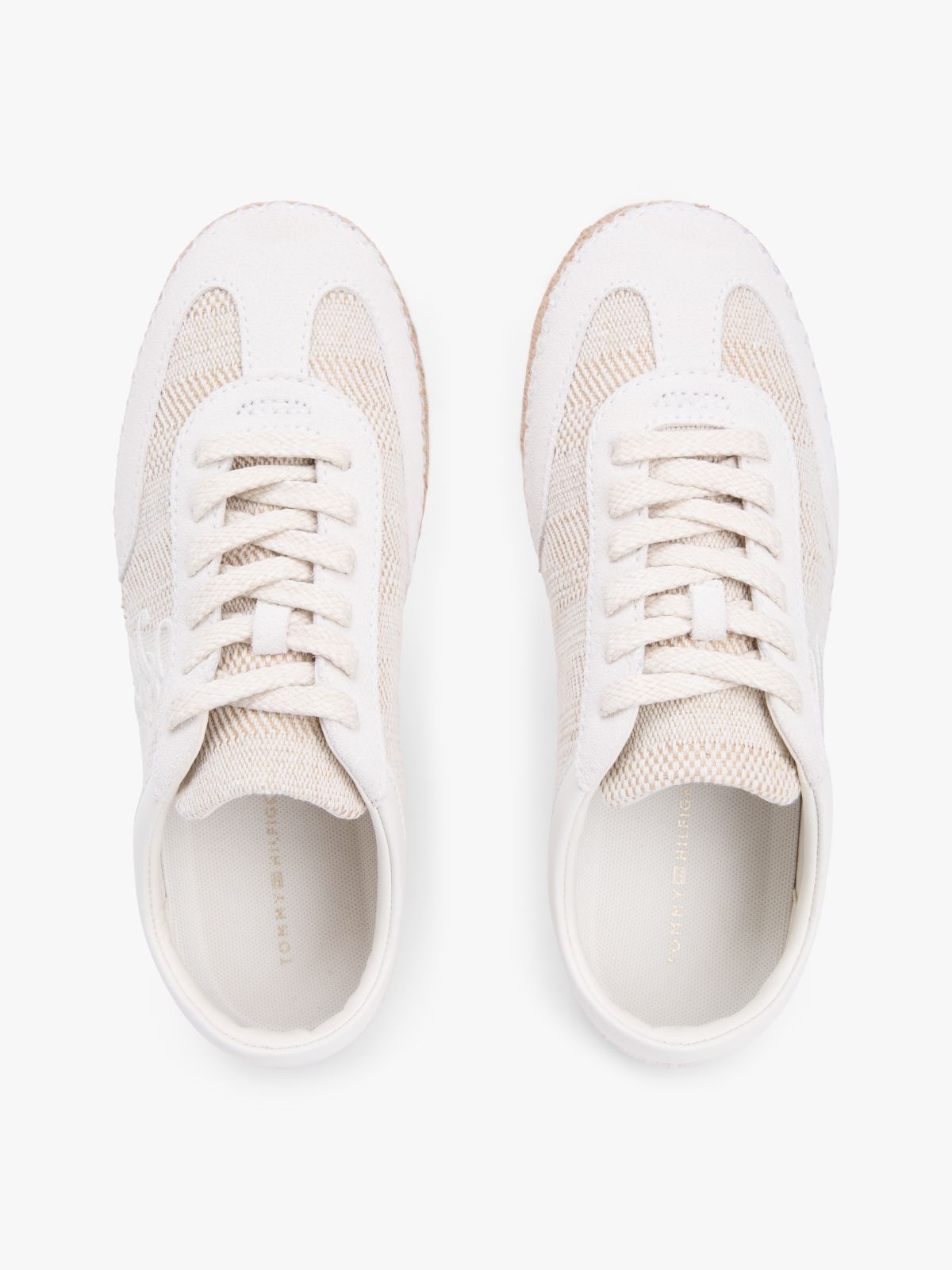Woven Logo Embroidery Rope Trainers — Beige