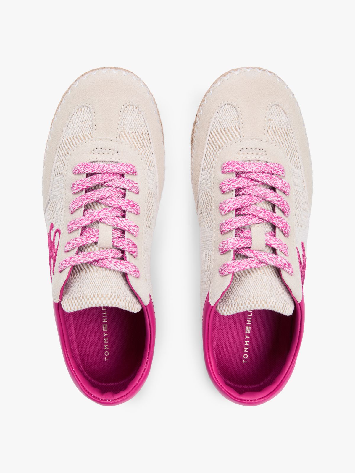 Woven Logo Embroidery Rope Trainers — Beige