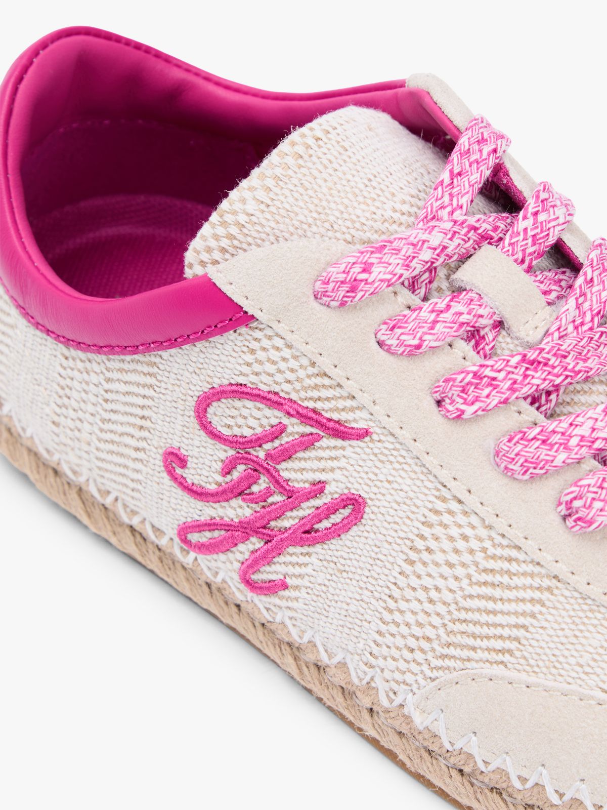 Woven Logo Embroidery Rope Trainers — Beige