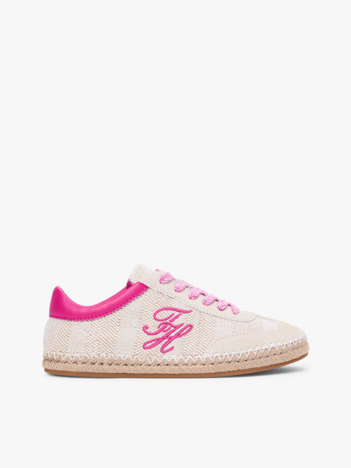 Woven Logo Embroidery Rope Trainers — Beige