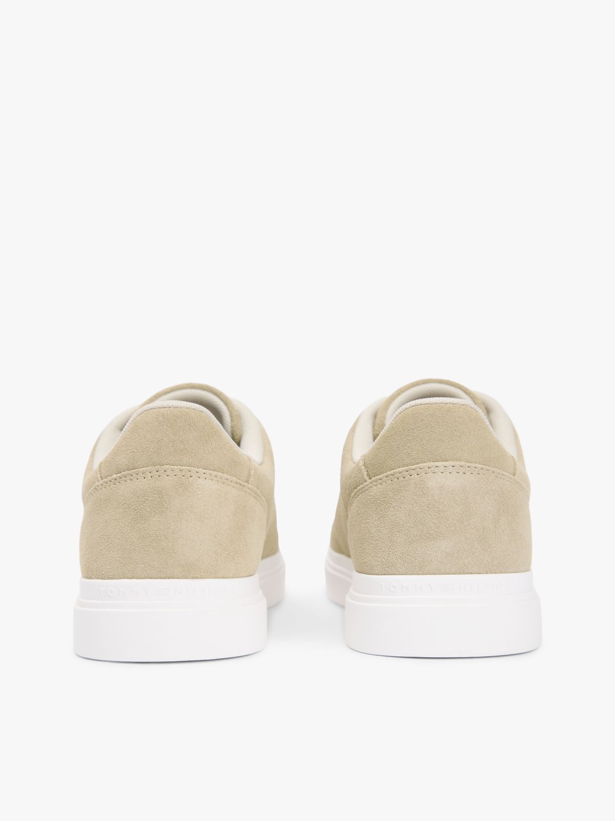 Suede Metallic Logo Cupsole Trainers — Khaki