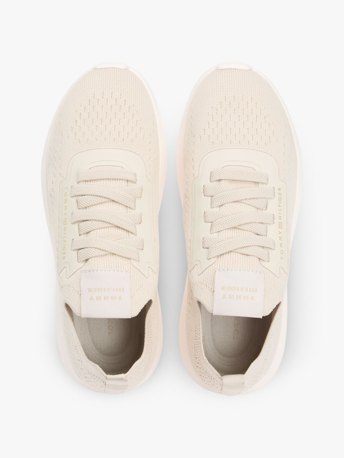 Knit Lightweight Mono-Sock Slip-On Trainers — Beige