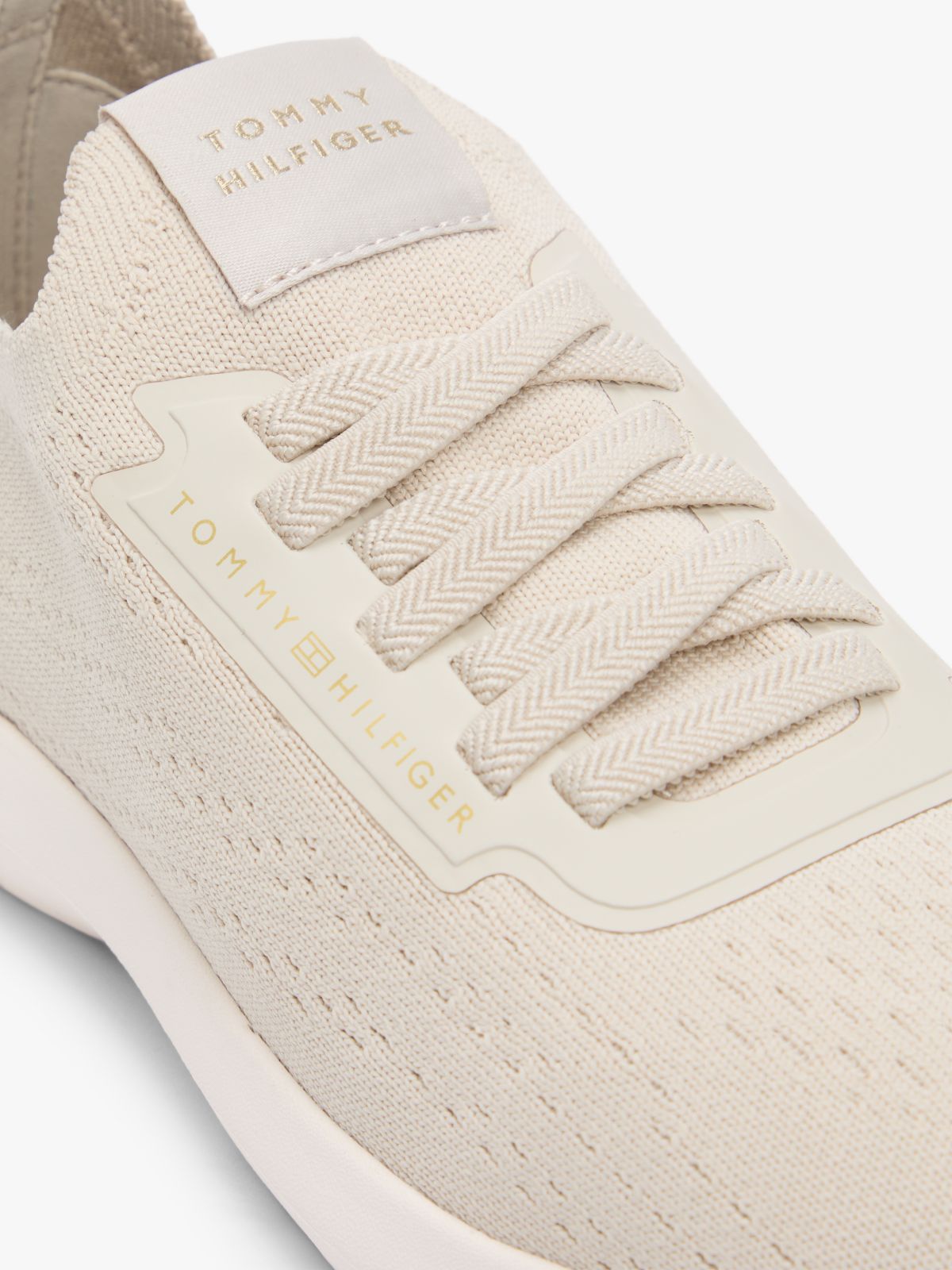 Knit Lightweight Mono-Sock Slip-On Trainers — Beige