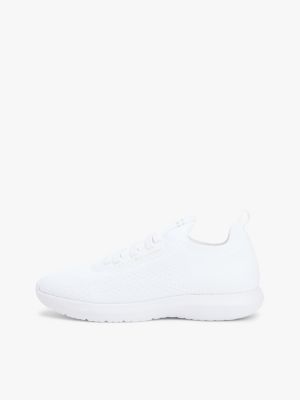white knit lightweight mono-sock slip-on trainers for women tommy hilfiger
