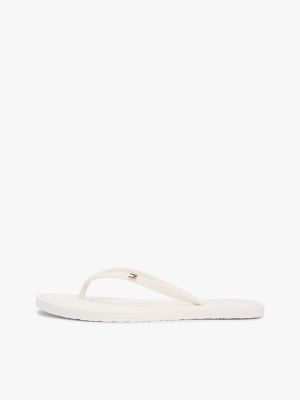 white chic enamel flag flip-flops for women tommy hilfiger