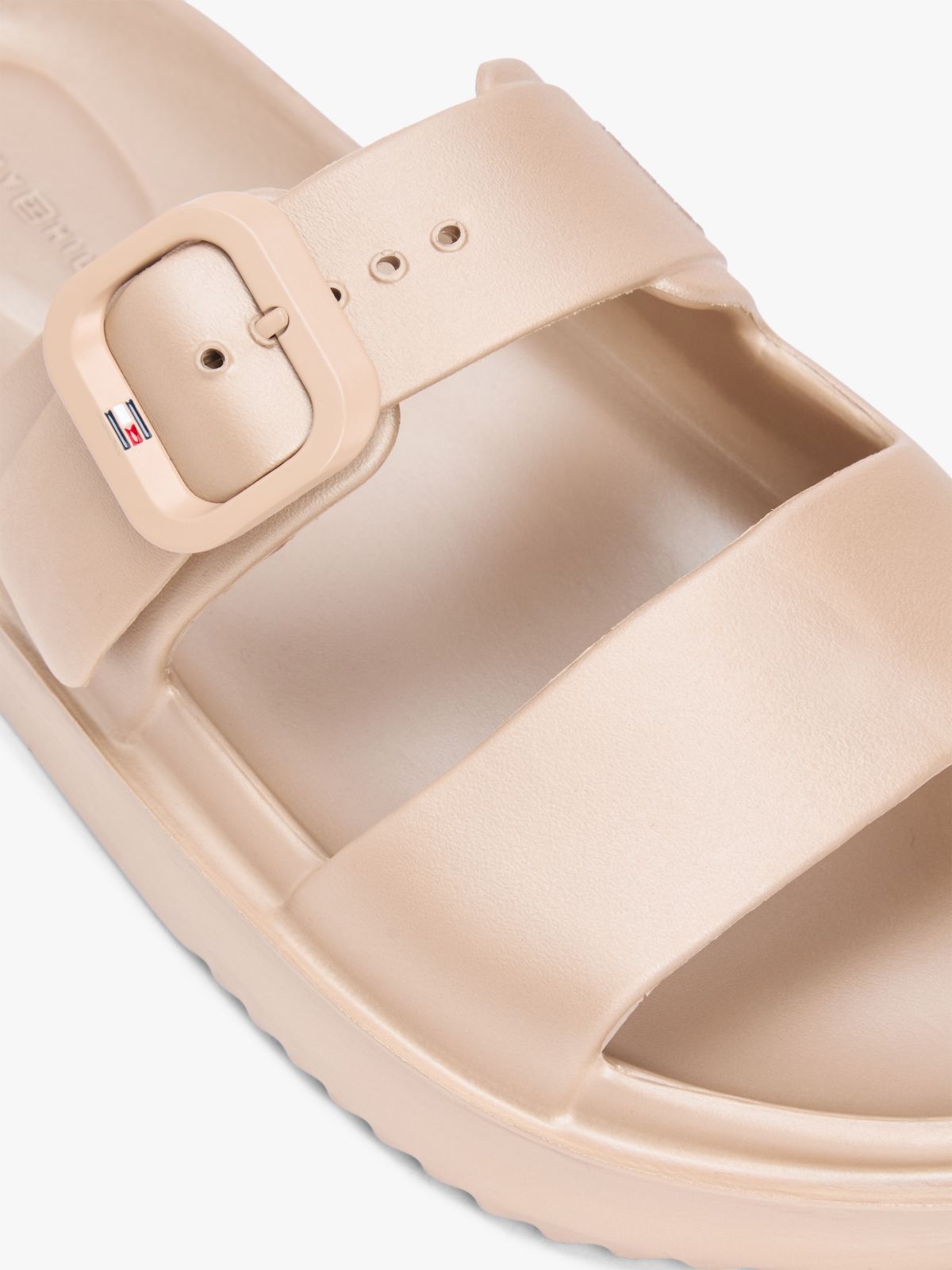 Double Strap Enamel Flag Slides — Gold