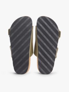 Leather Double Strap Cork Sandals — Khaki 5