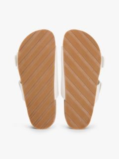 Leather Double Strap Cork Sandals — White 5