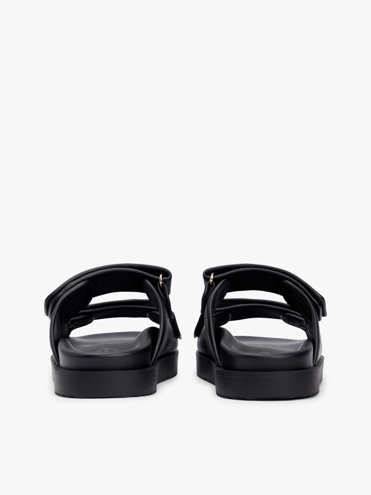 Leather TH Monogram Double Strap Sandals — Black